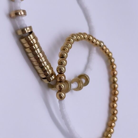 NWT Wool + Pepper Co. White & Gold Bracelet Stack - Picture 4 of 4